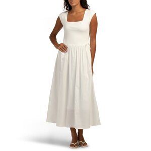SOFIE THE LABEL Off White Knit To Woven Maxi Dress
